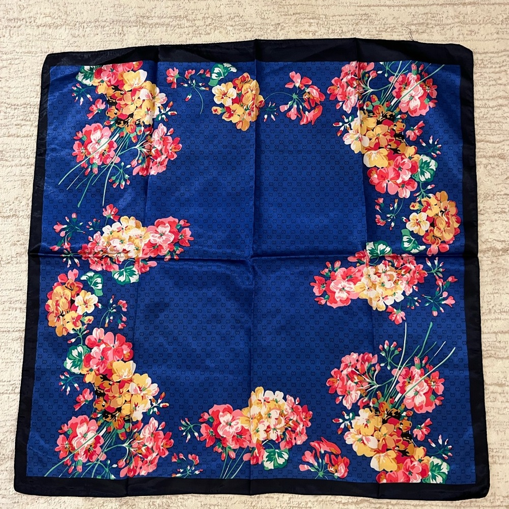 Vibrant Floral Blue Scarf